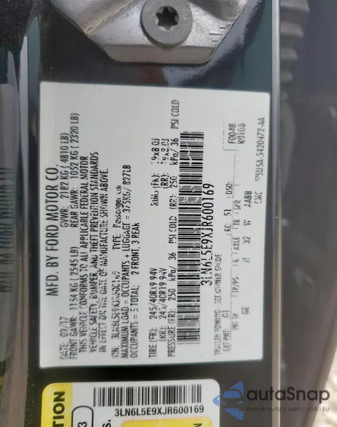 2018 Lincoln Mkz Reserve из США, поврежденный, VIN 3LN6L5E9XJR600169